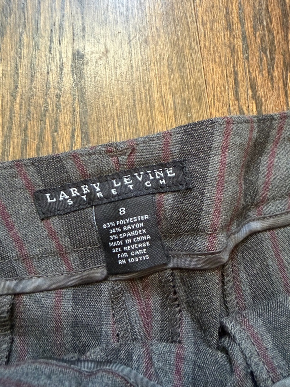 Larry Levine Gray Pinstripe Wide-Leg Trousers - Picture 4 of 8